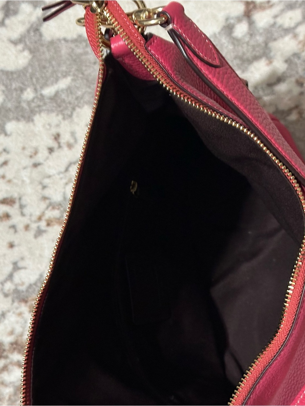 Pink Coach Pennie Pebbled Leather Shoulder Bag with Gold Hardware - Picture 6 of 7